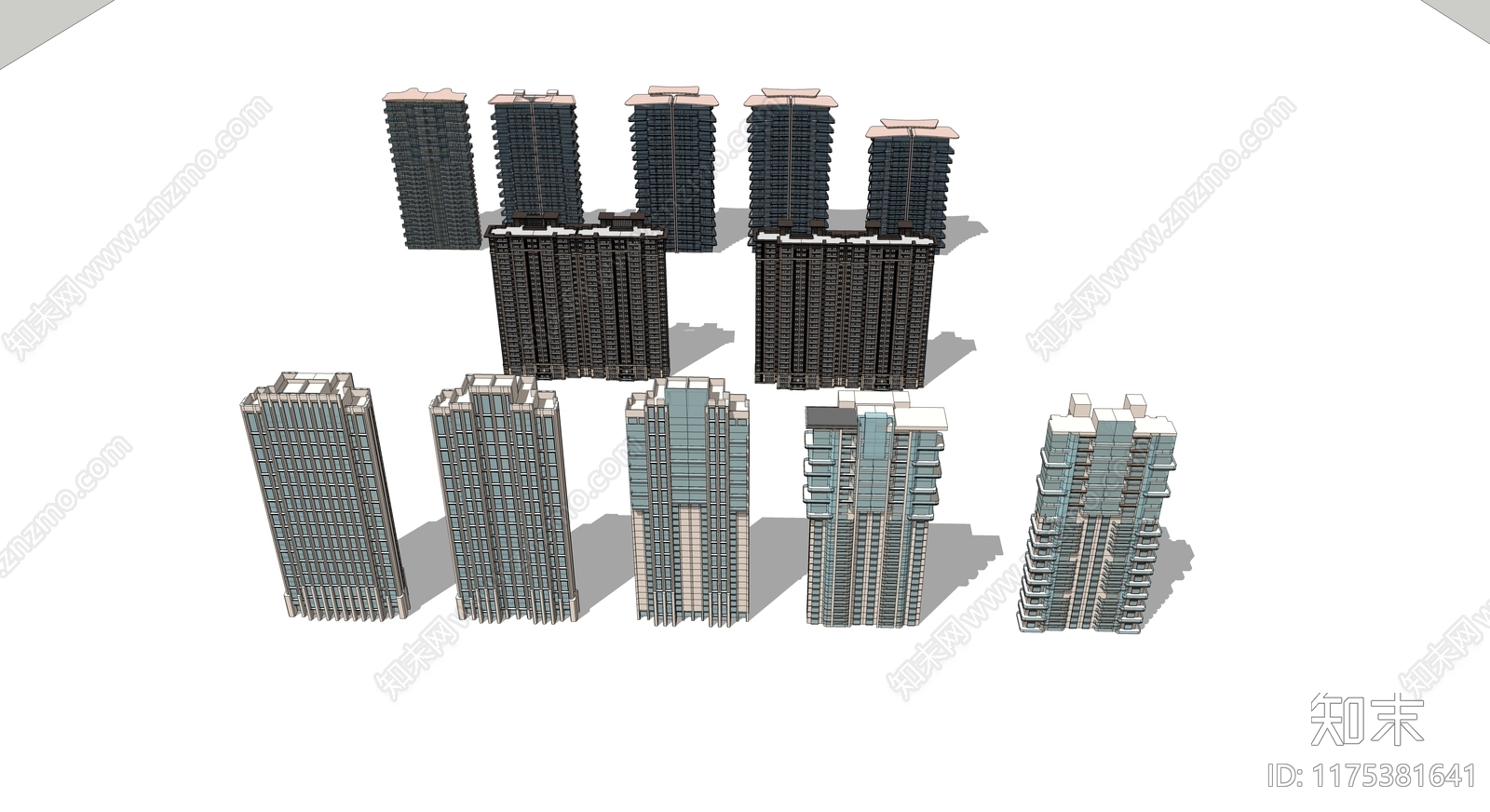 现代新中式高层住宅SU模型下载【ID:1175381641】