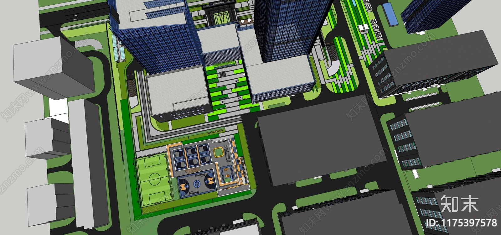 现代办公景观SU模型下载【ID:1175397578】