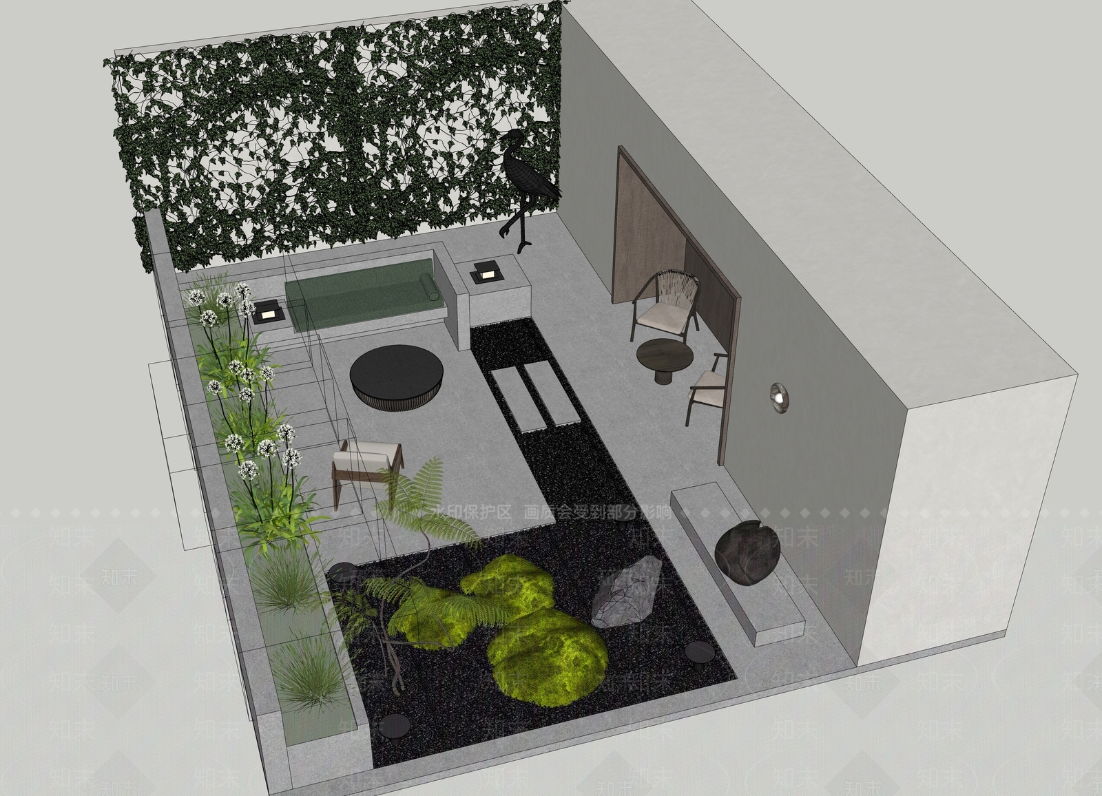 现代中古屋顶花园SU模型下载【ID:1175402614】