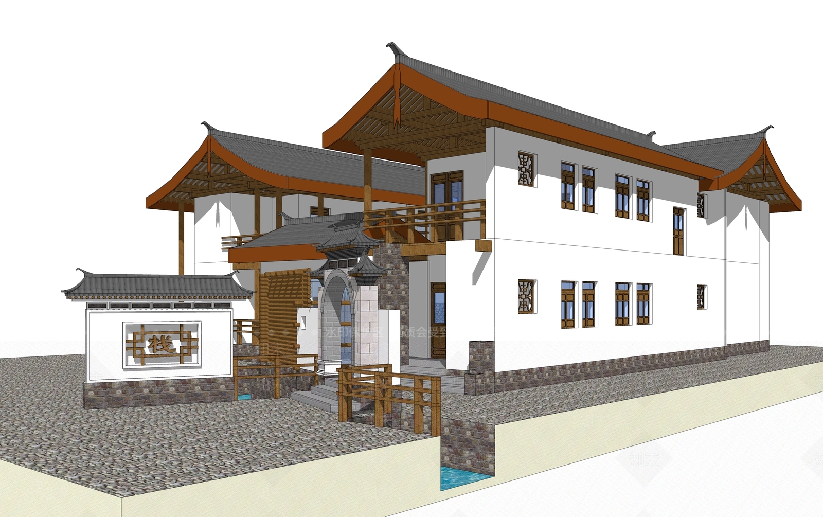 新中式现代多层住宅SU模型下载【ID:1175405174】