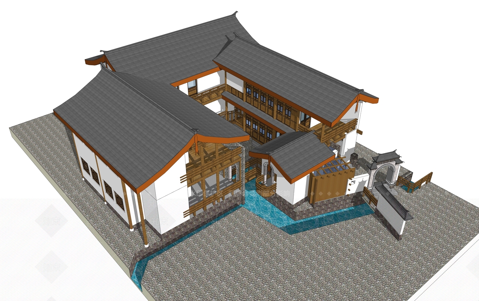 新中式现代多层住宅SU模型下载【ID:1175405174】