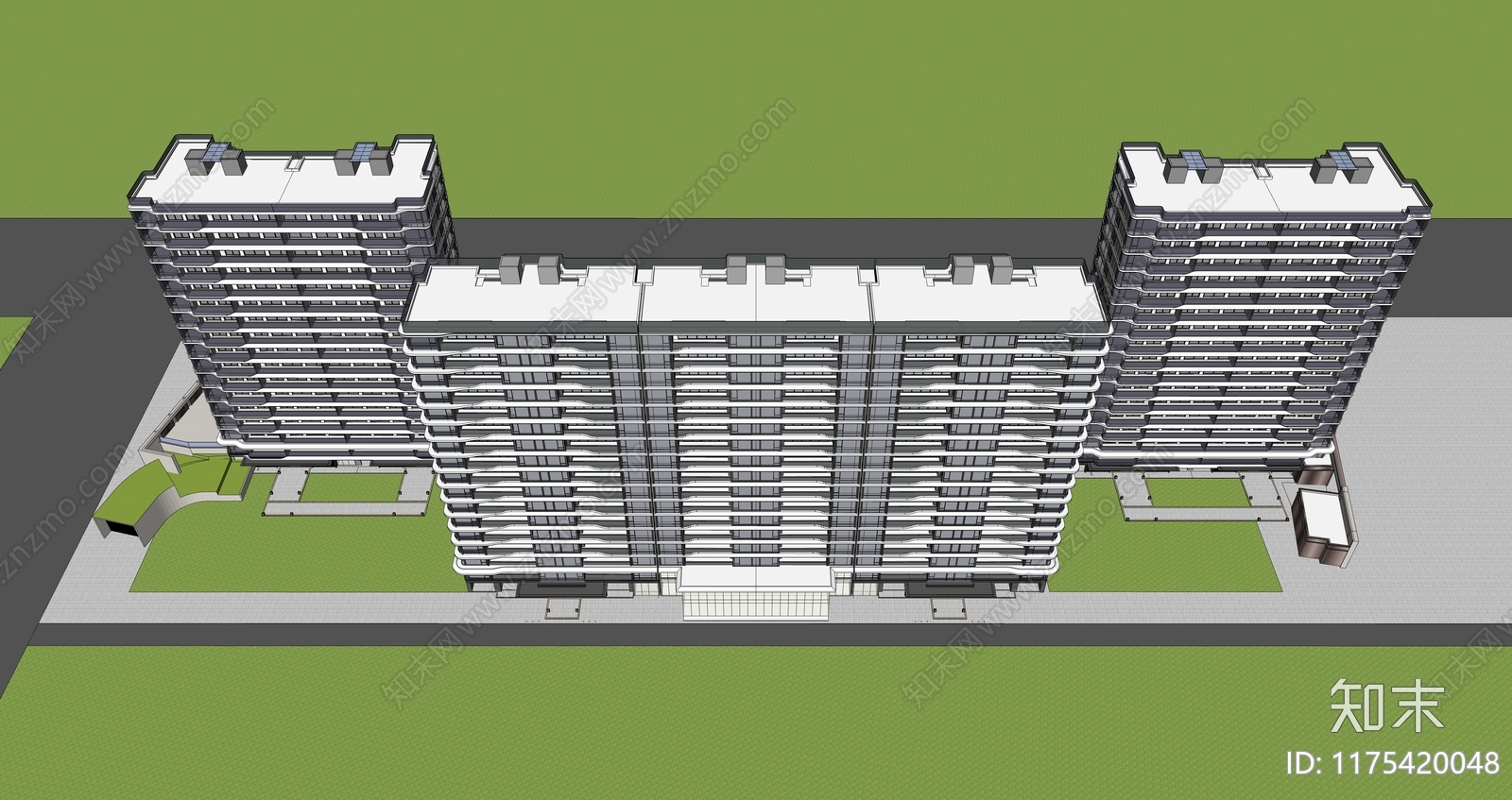 现代高层住宅SU模型下载【ID:1175420048】