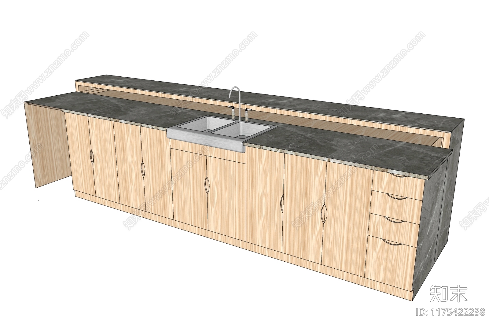 现代开放式厨房SU模型下载【ID:1175422238】
