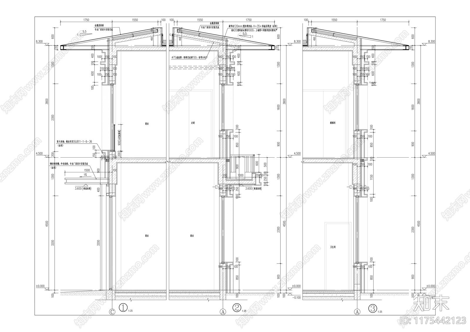 现代其他商业建筑cad施工图下载【ID:1175442123】