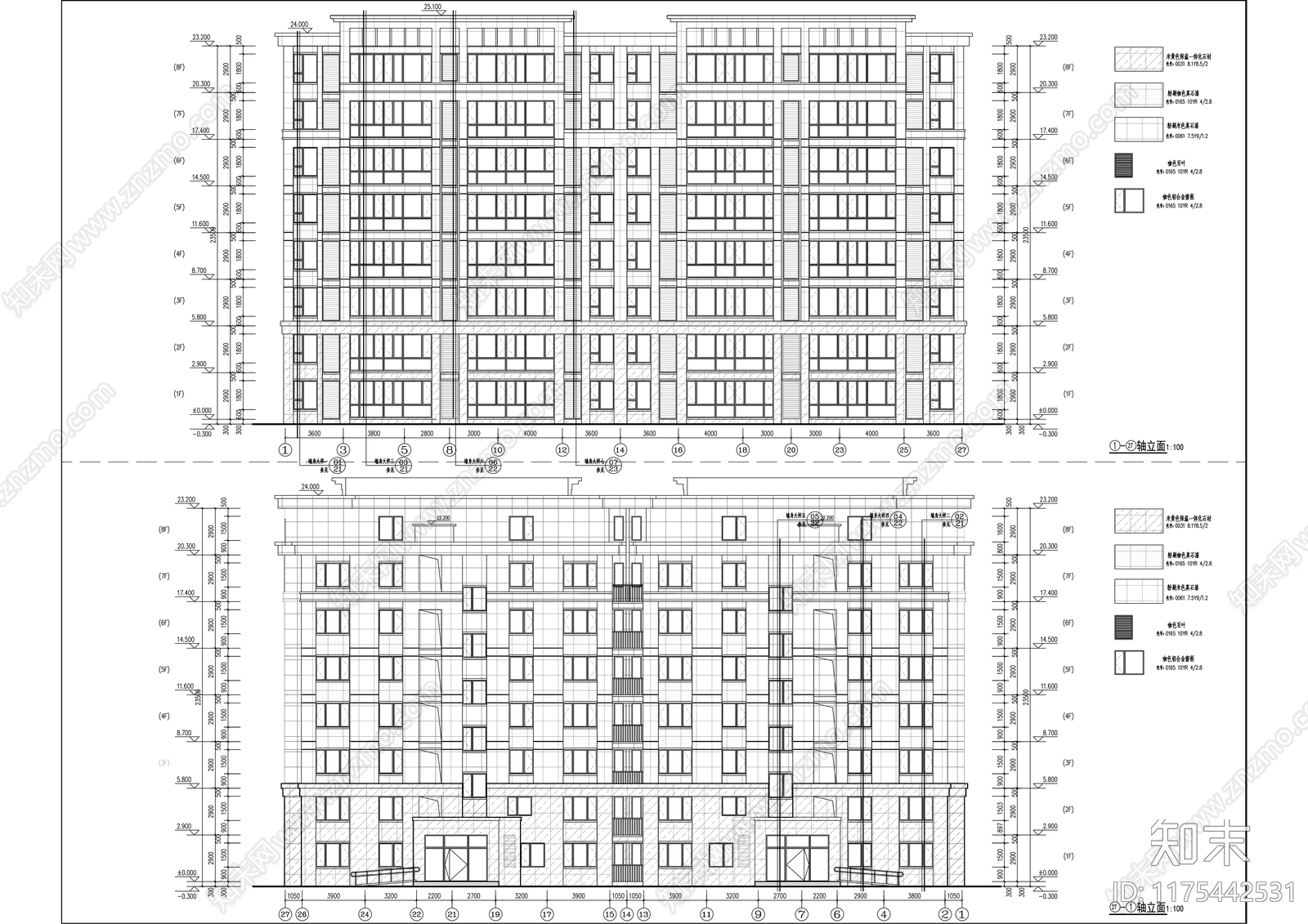 现代住宅楼建筑施工图下载【ID:1175442531】