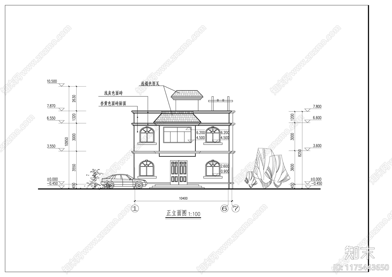 现代别墅建筑cad施工图下载【ID:1175443650】