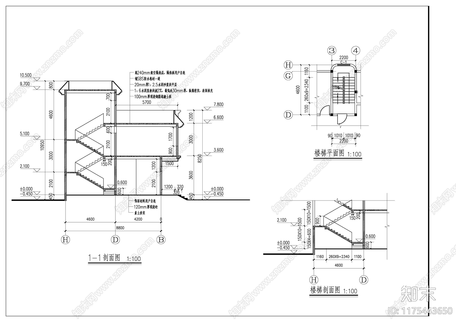 现代别墅建筑cad施工图下载【ID:1175443650】