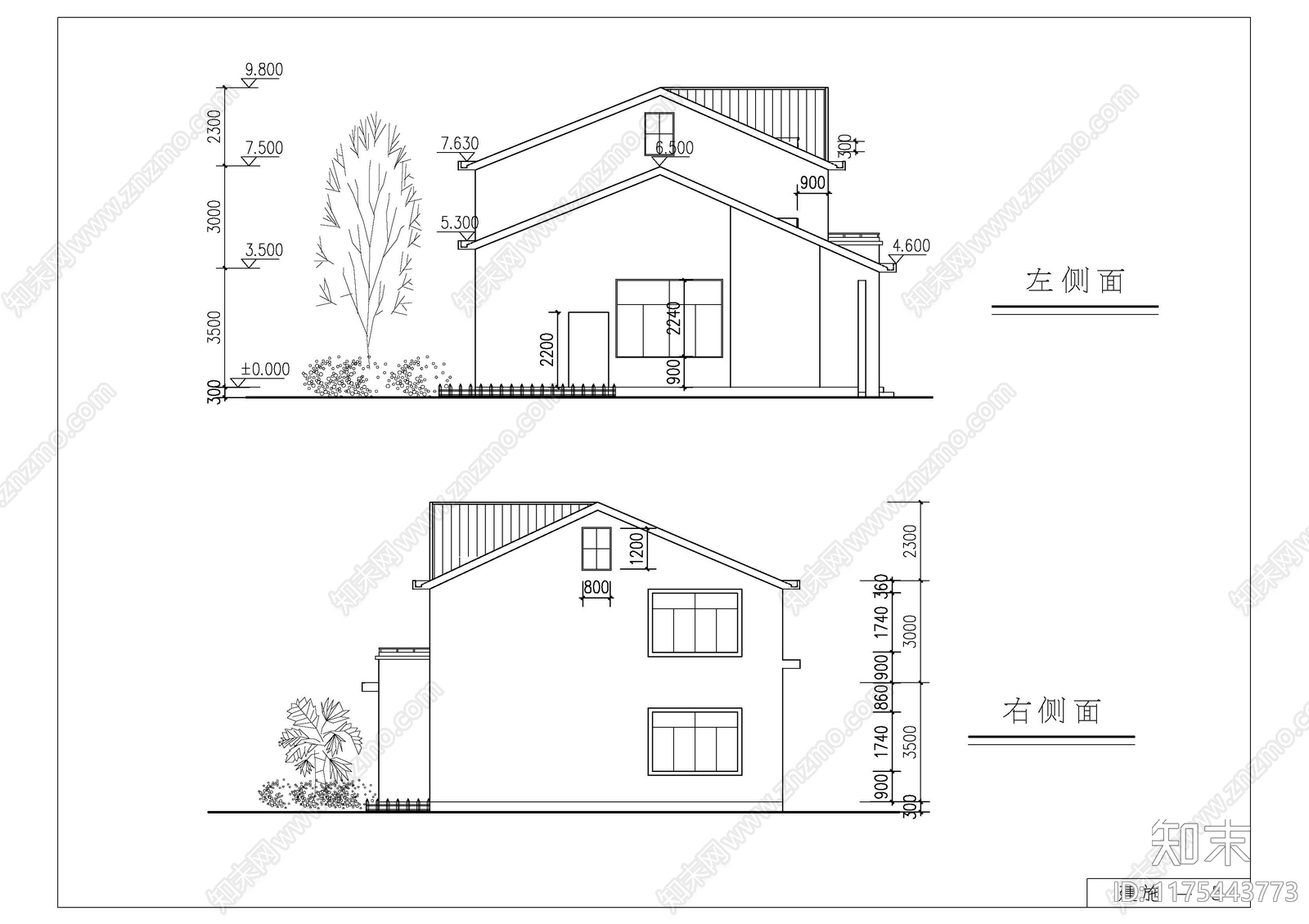 现代别墅建筑cad施工图下载【ID:1175443773】