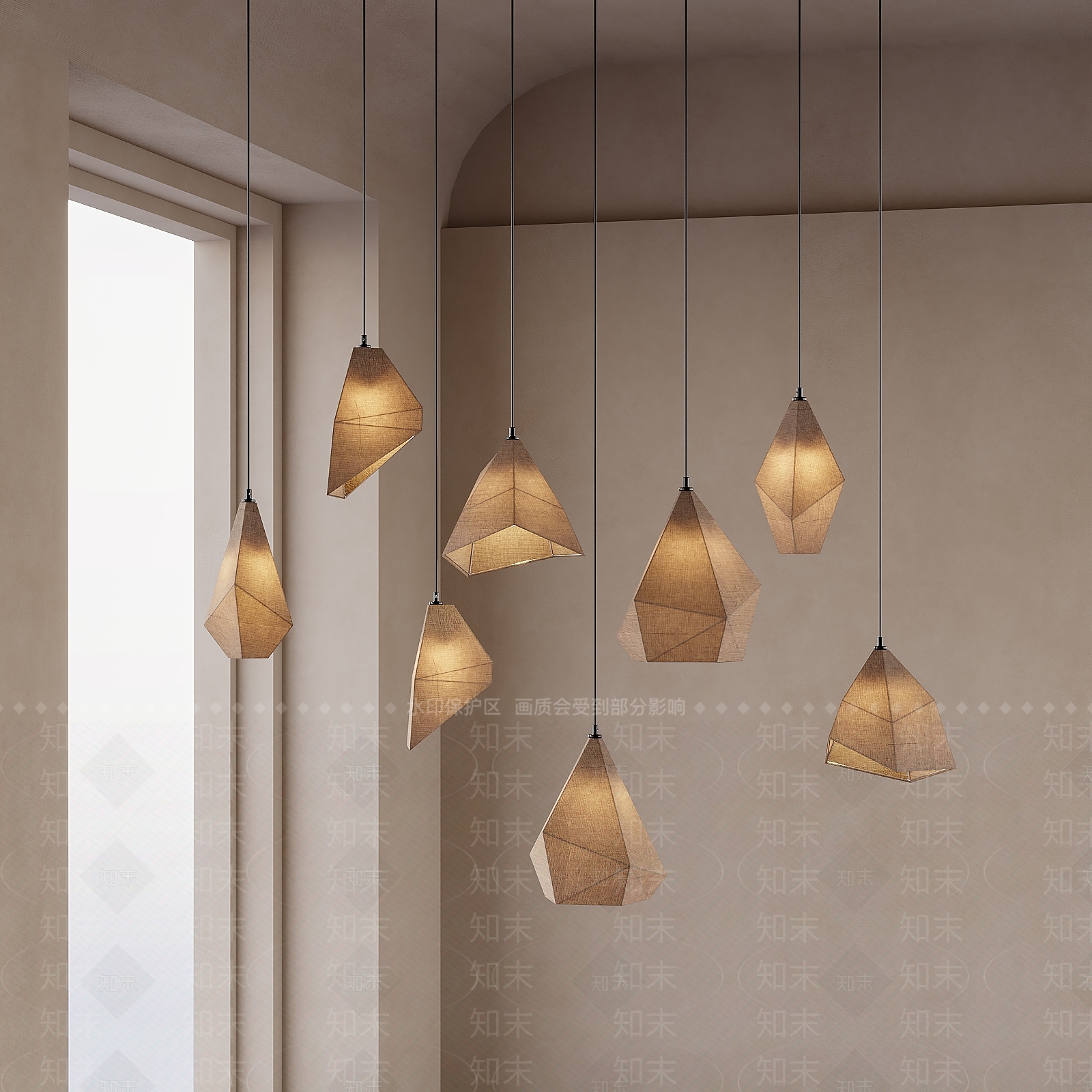 侘寂北欧吊灯3D模型下载【ID:1175454531】