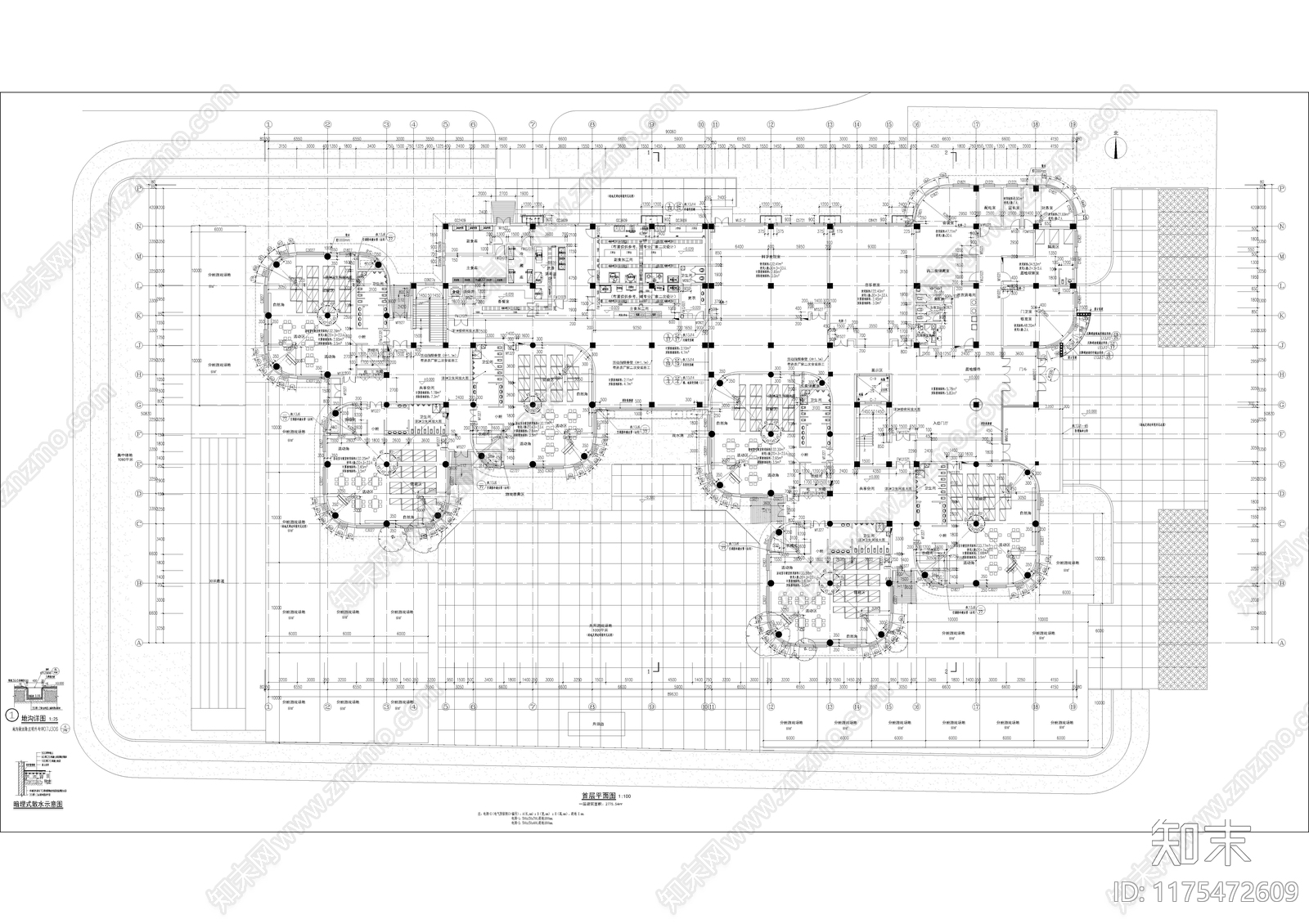 现代幼儿园建筑cad施工图下载【ID:1175472609】