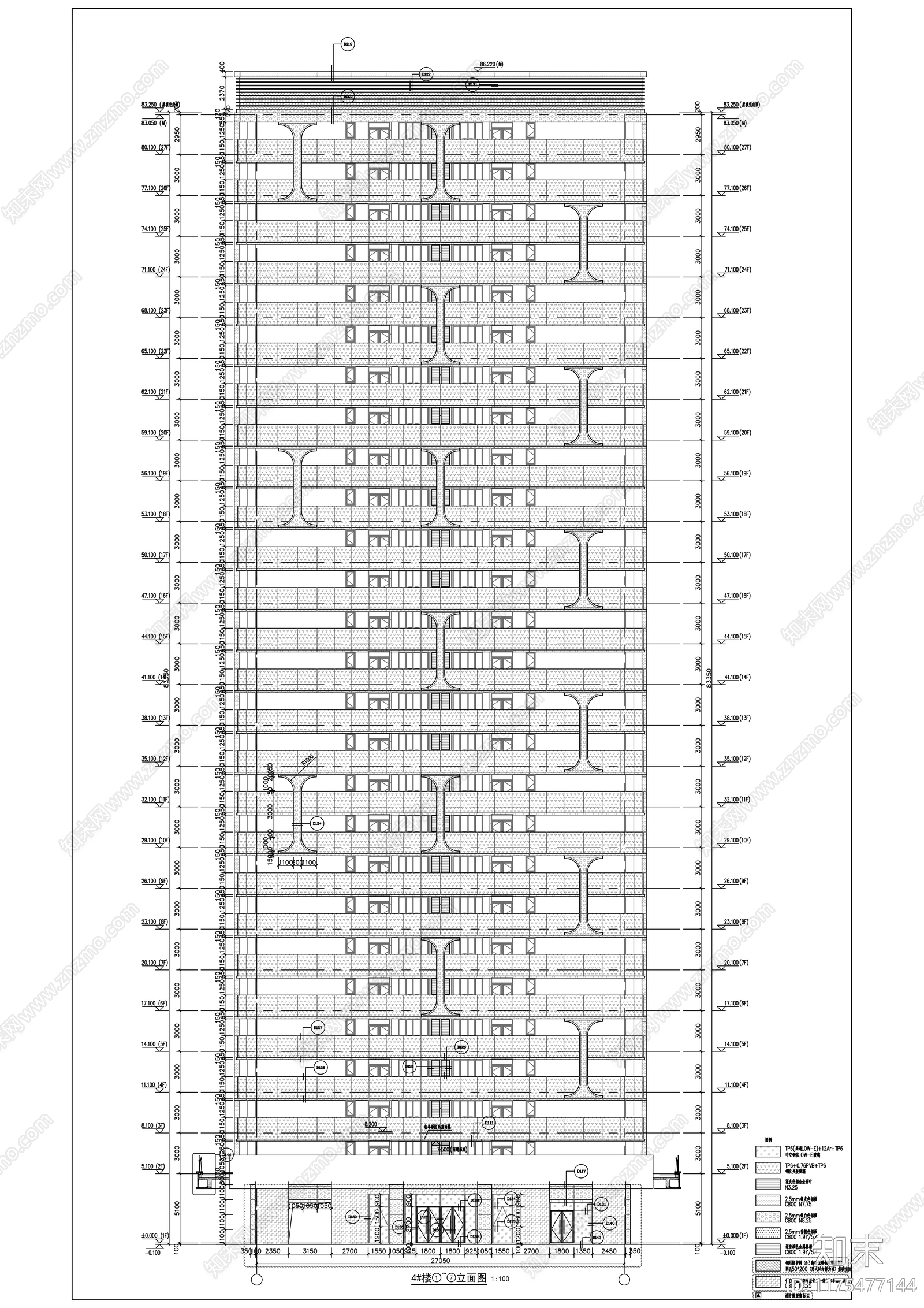 幕墙结构cad施工图下载【ID:1175477144】