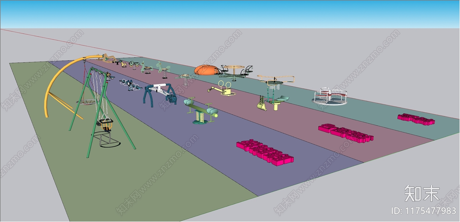 现代儿童游乐区SU模型下载【ID:1175477983】