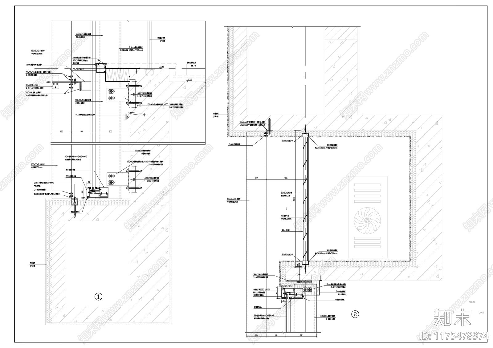 幕墙结构cad施工图下载【ID:1175478974】