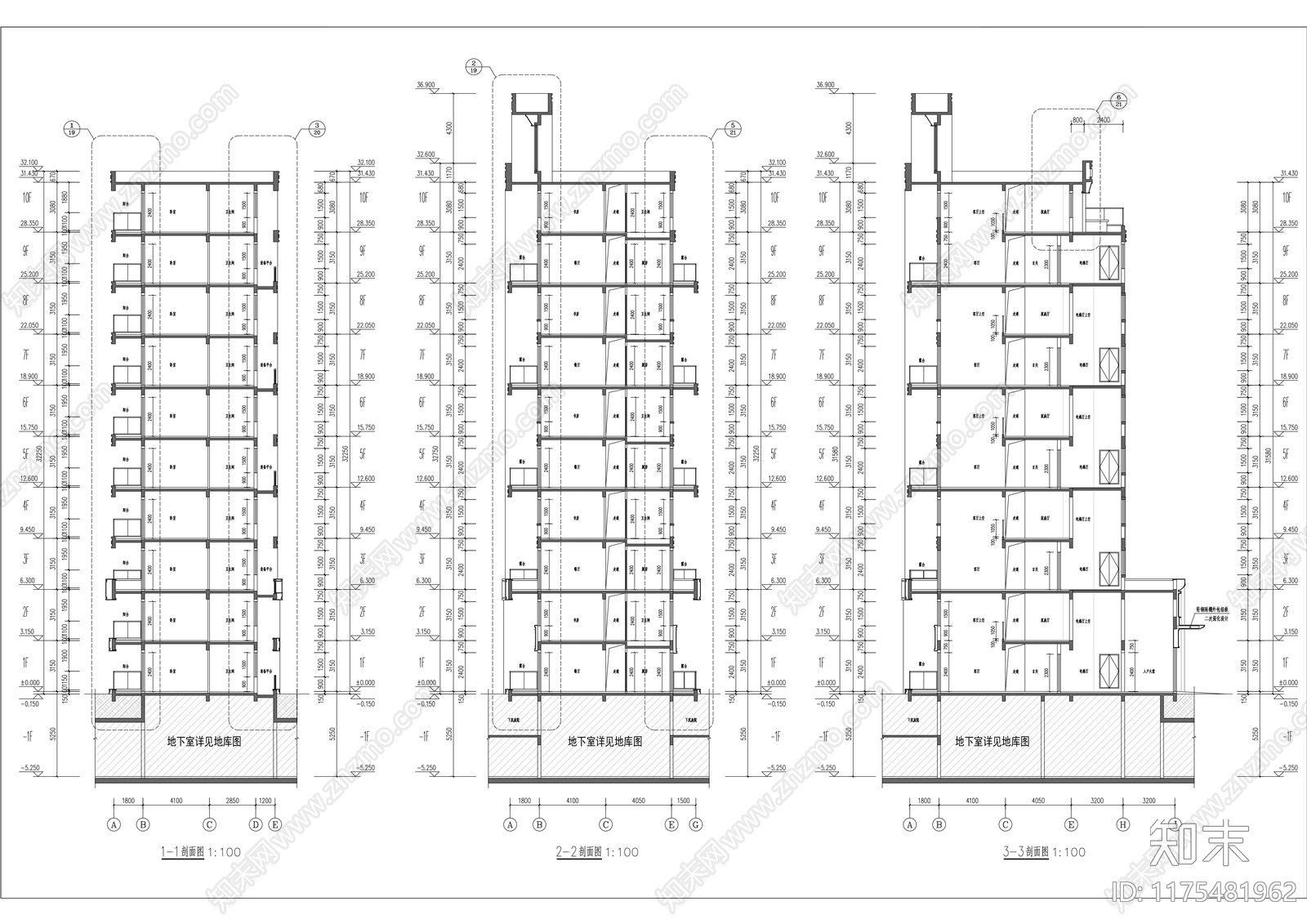 现代住宅楼建筑cad施工图下载【ID:1175481962】