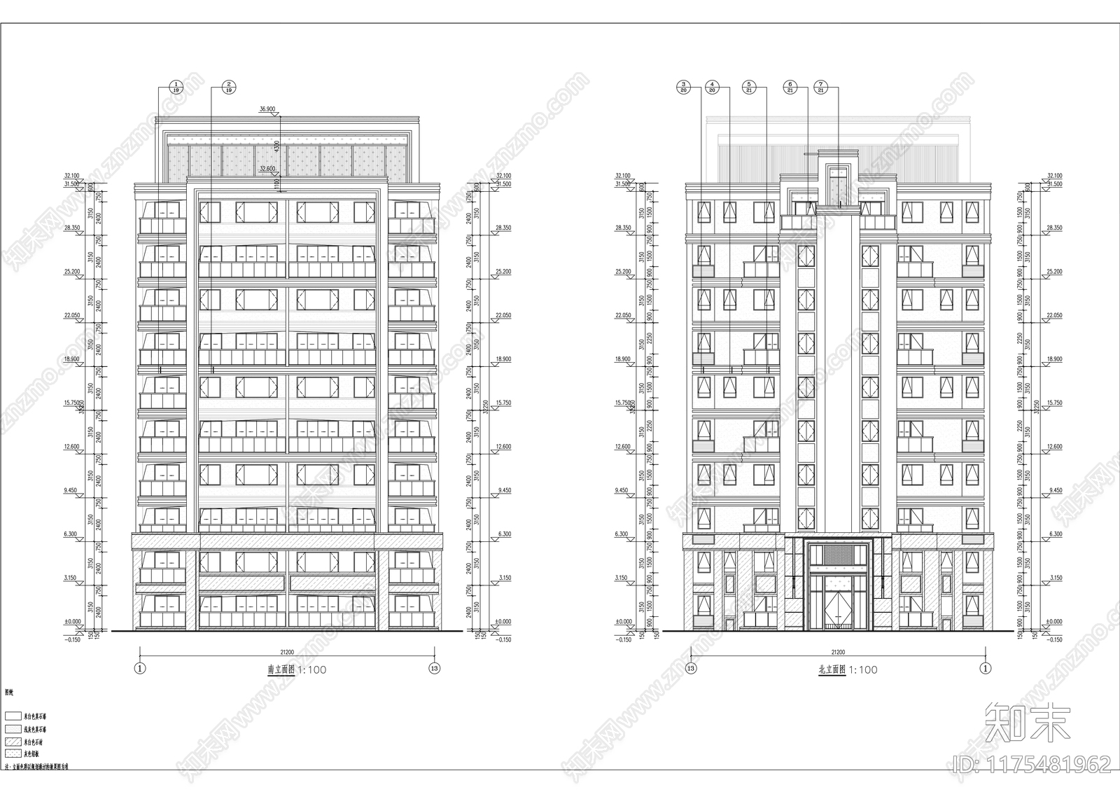 现代住宅楼建筑cad施工图下载【ID:1175481962】