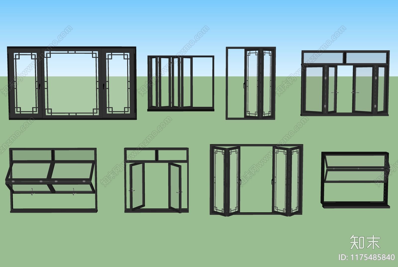 现代平开窗SU模型下载【ID:1175485840】