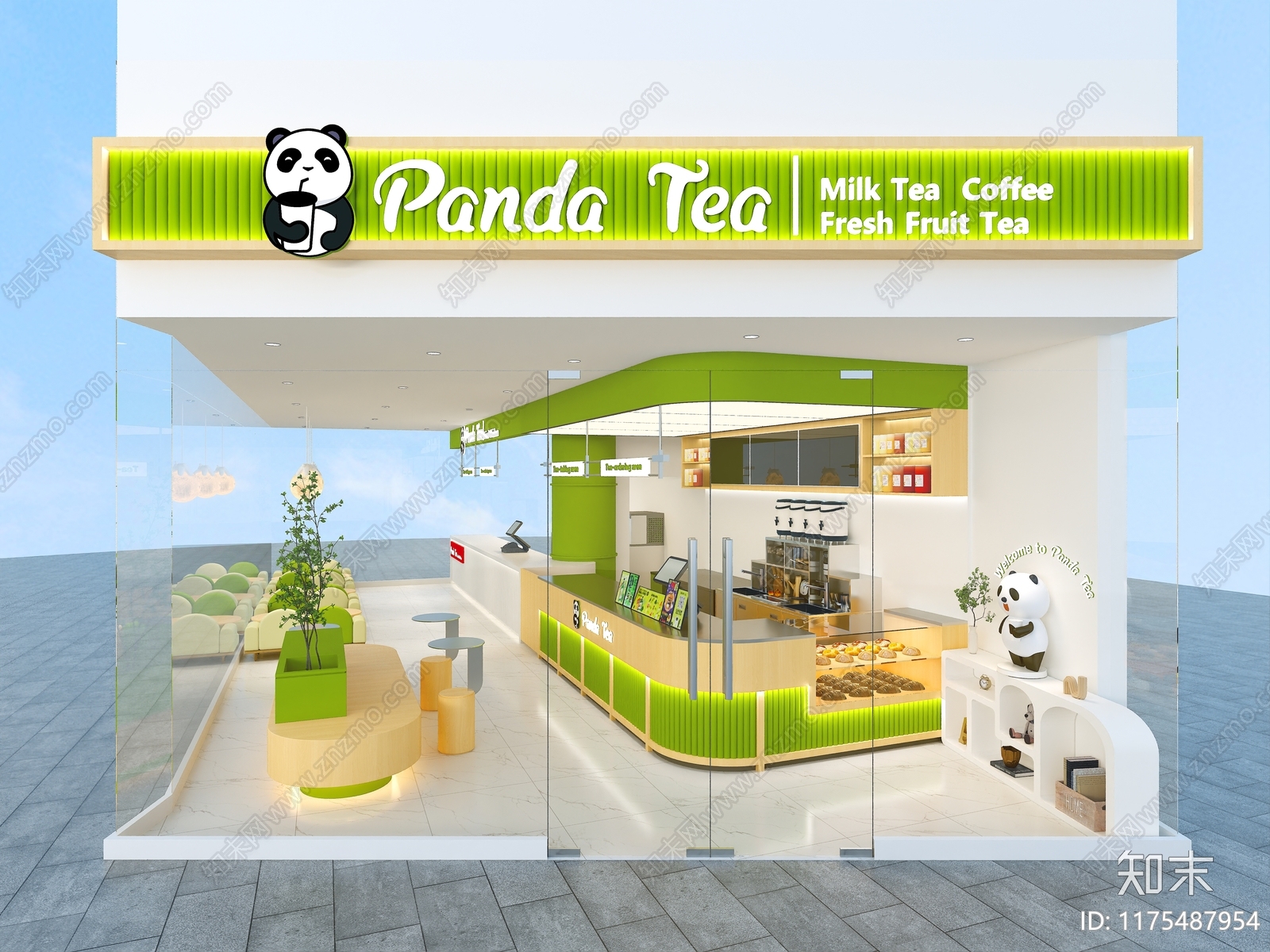 现代新中式奶茶店3D模型下载【ID:1175487954】