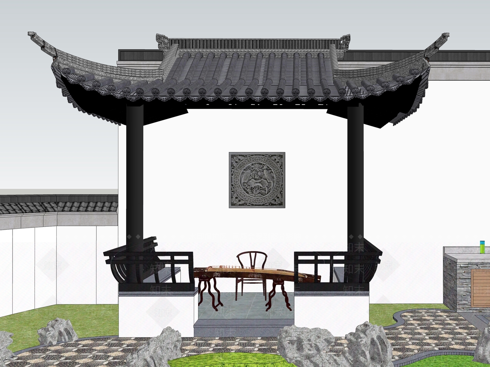 中式亭子SU模型下载【ID:1175493733】