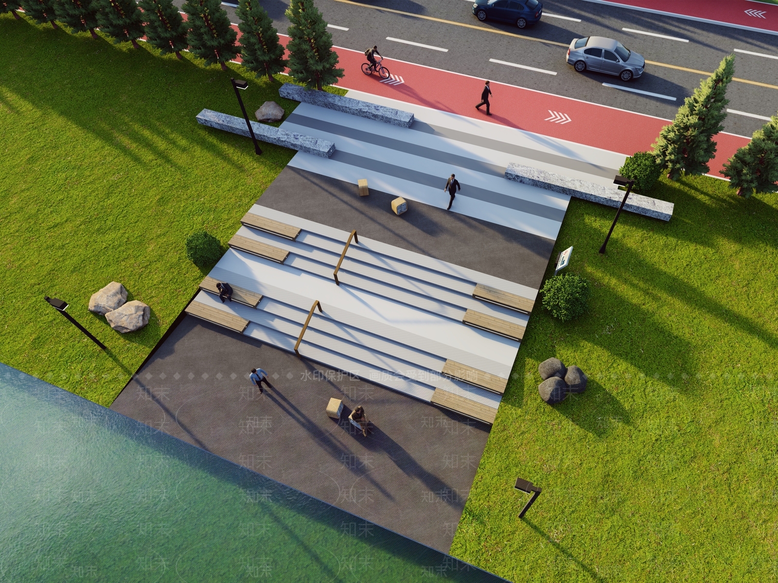 现代台阶景观SU模型下载【ID:1175494540】