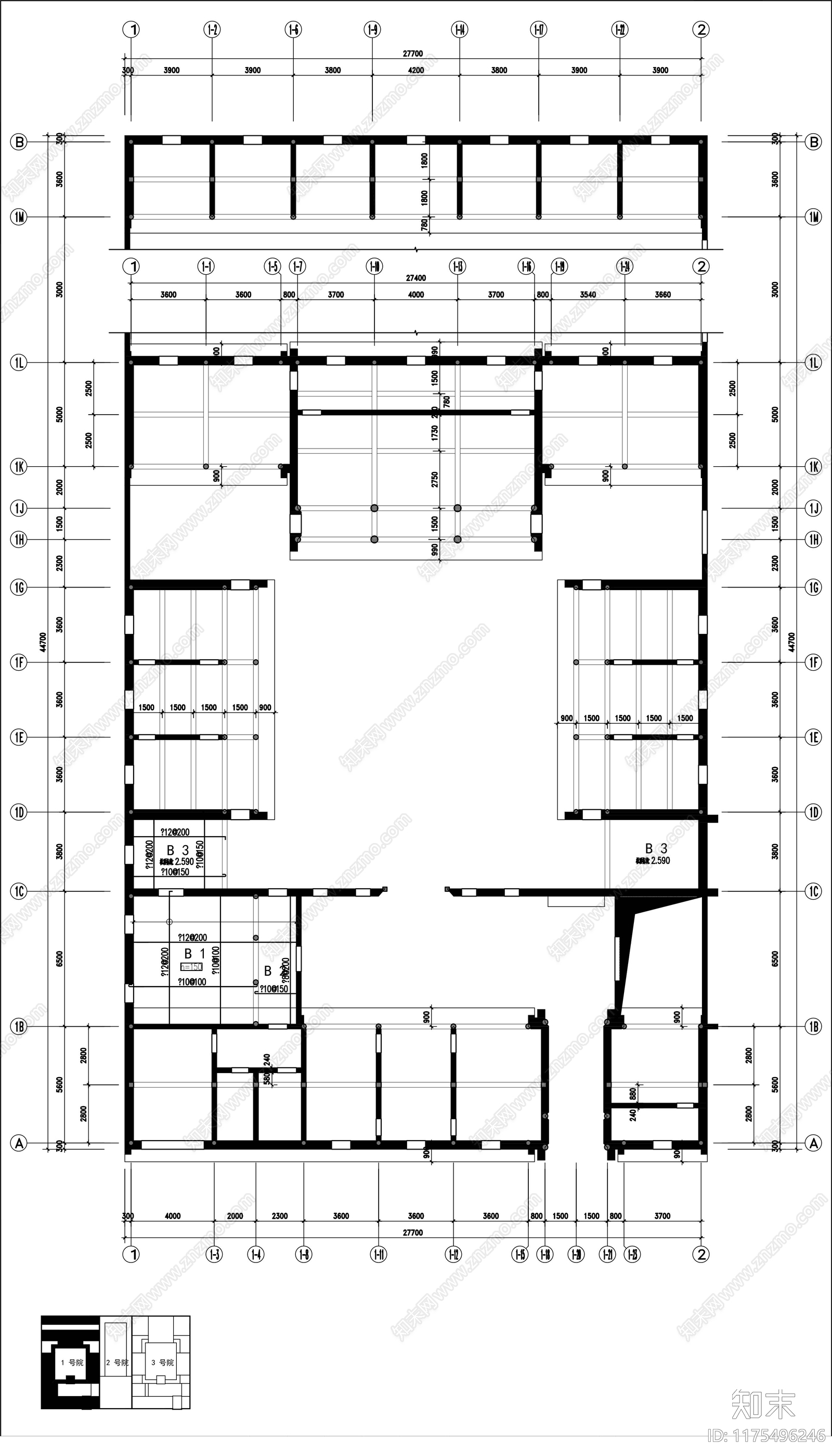 新中式民宿建筑cad施工图下载【ID:1175496246】