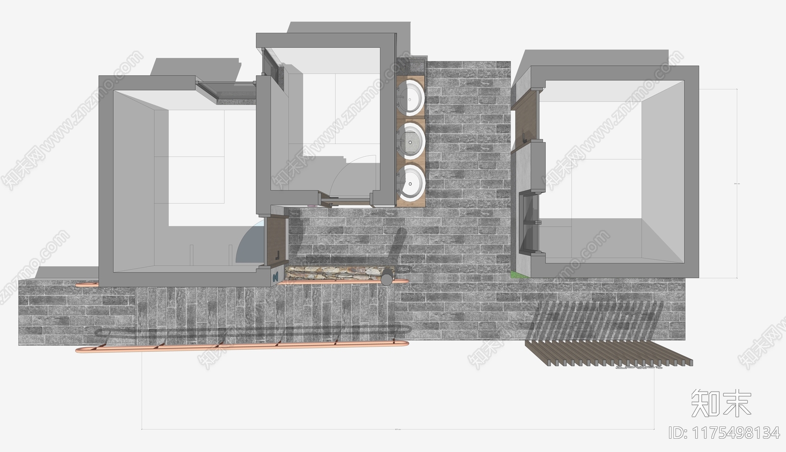 现代新中式小公建SU模型下载【ID:1175498134】