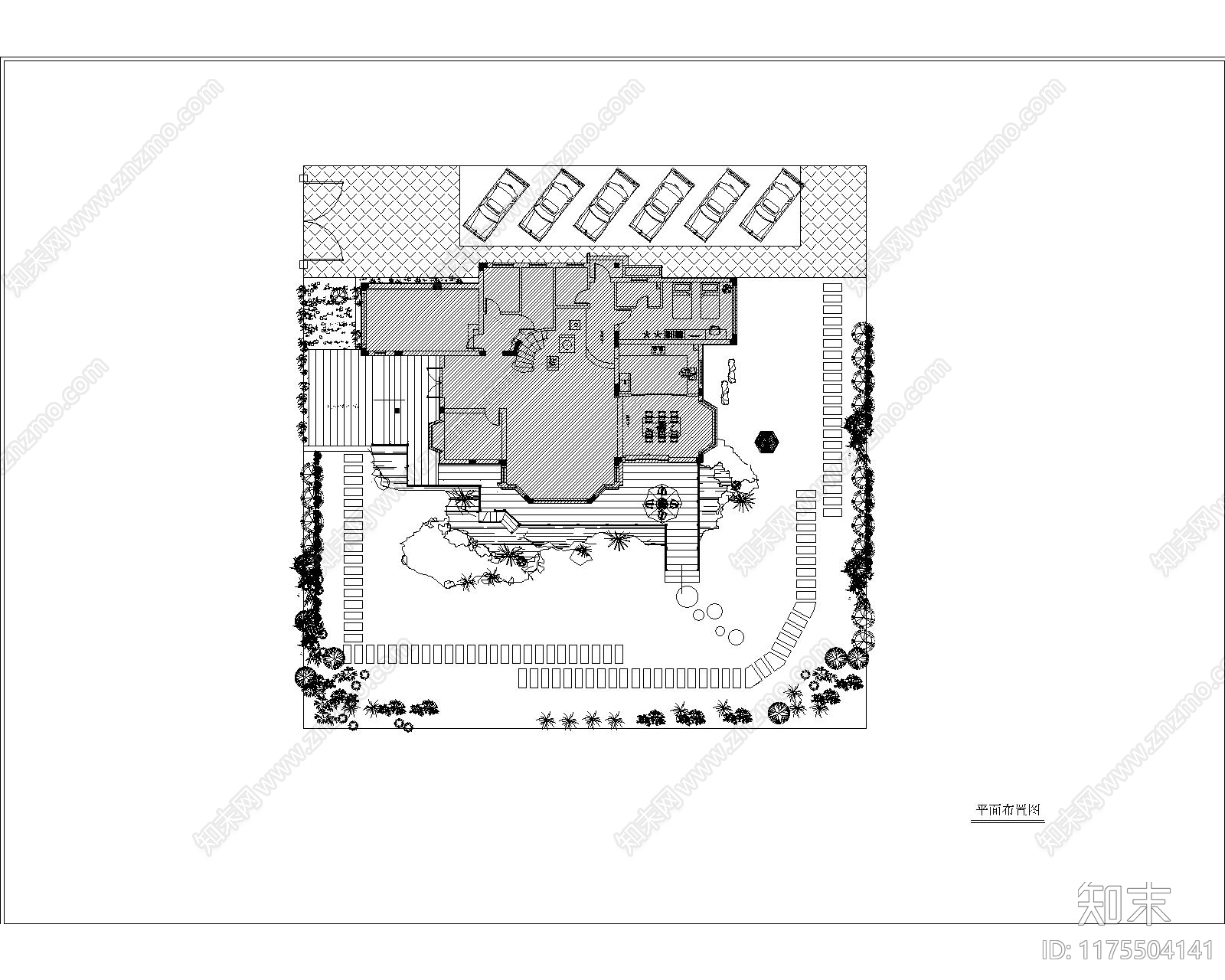 现代庭院cad施工图下载【ID:1175504141】