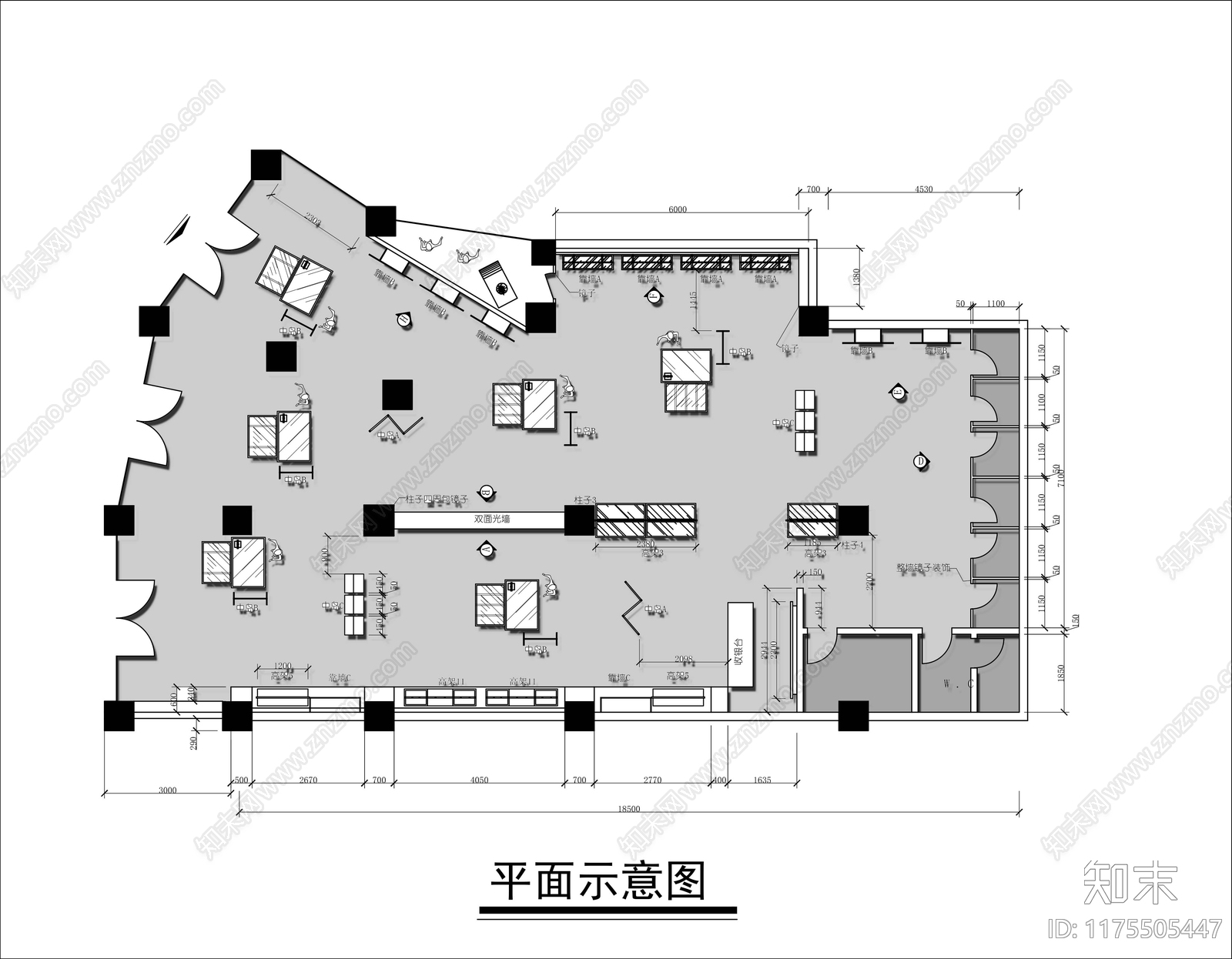 现代服装店cad施工图下载【ID:1175505447】
