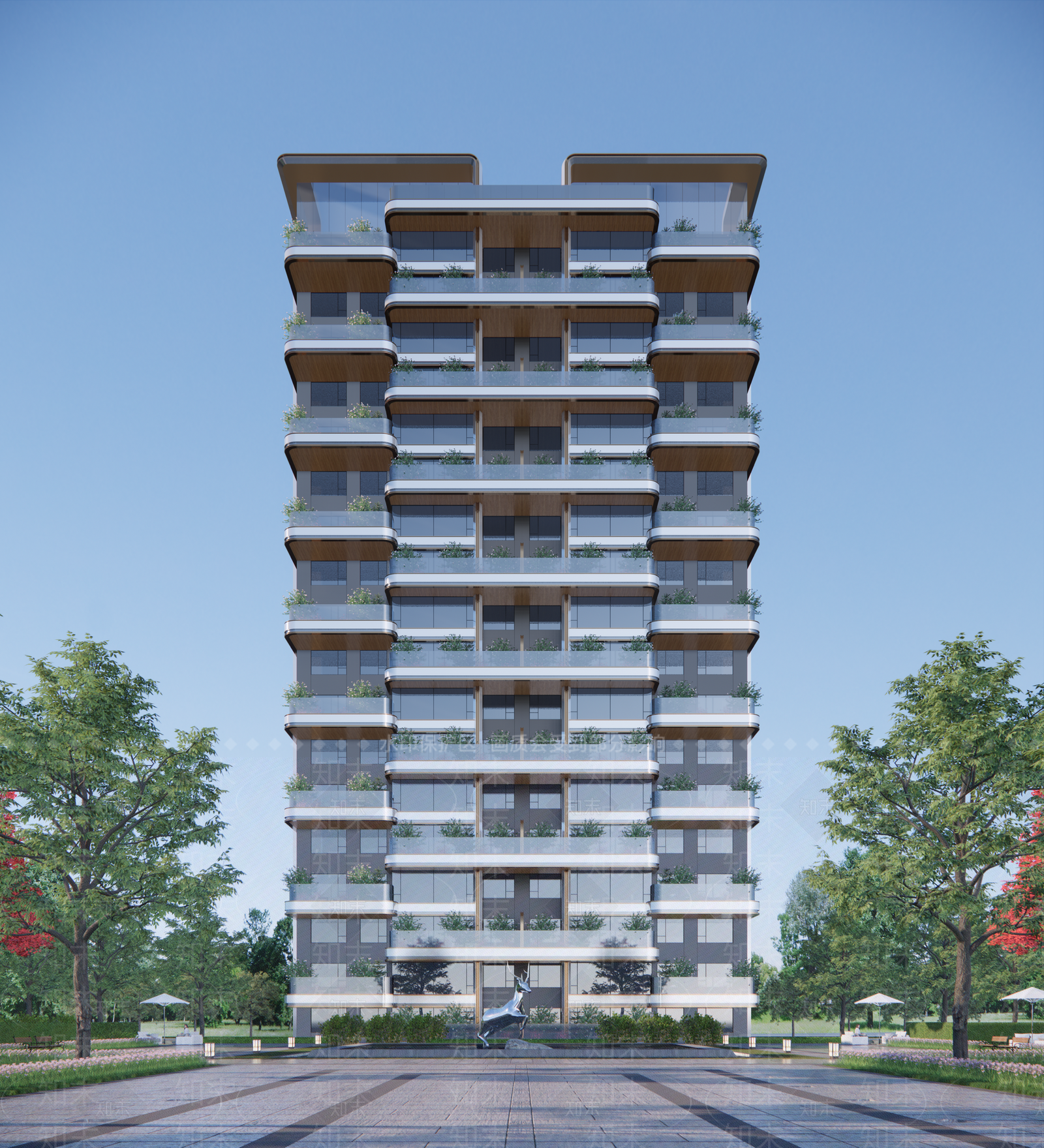 现代高层住宅SU模型下载【ID:1175508736】