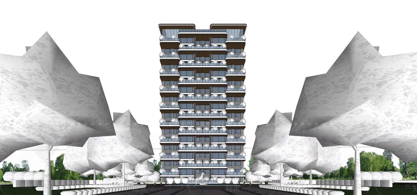 现代高层住宅SU模型下载【ID:1175508736】