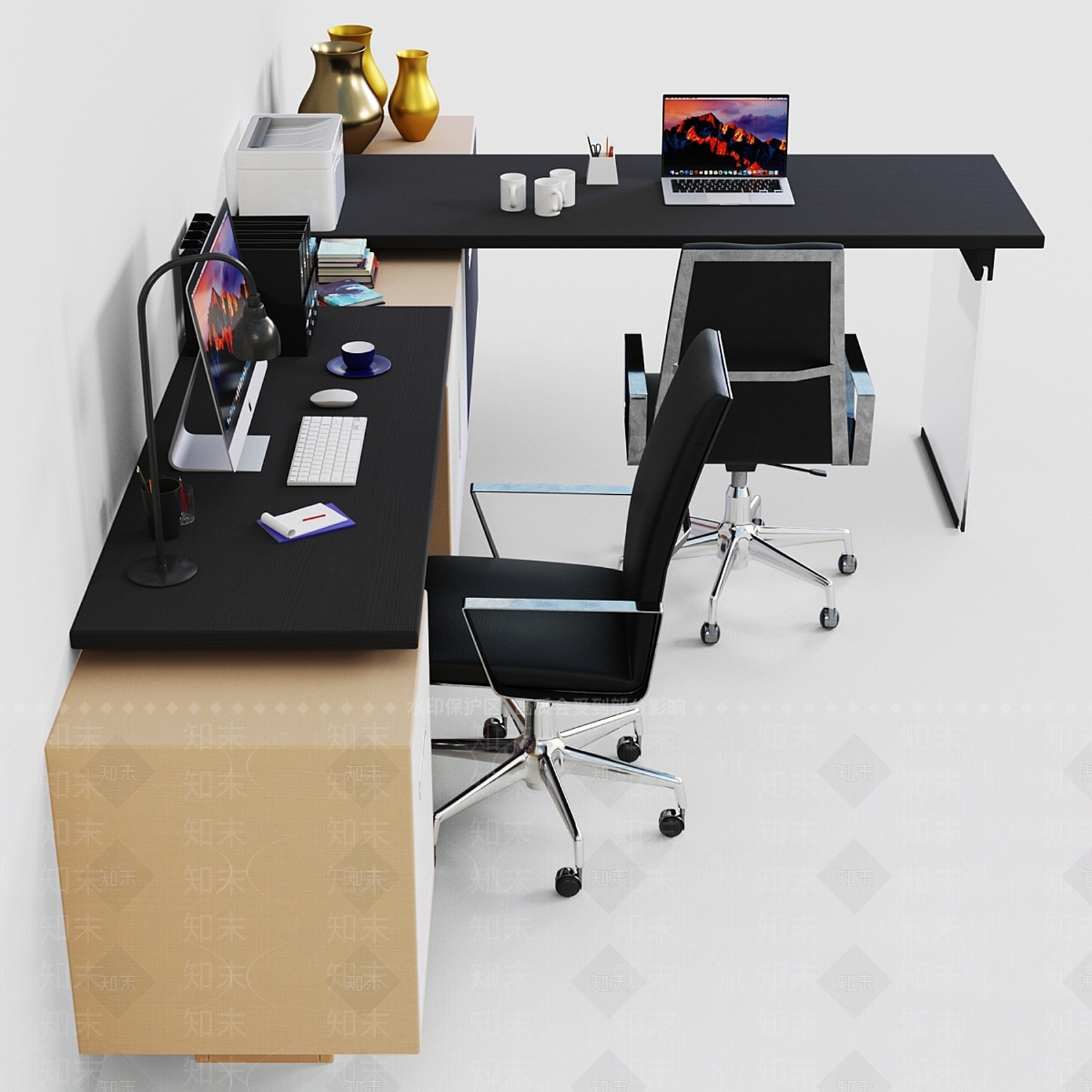 办公桌椅3D模型下载【ID:1175513125】