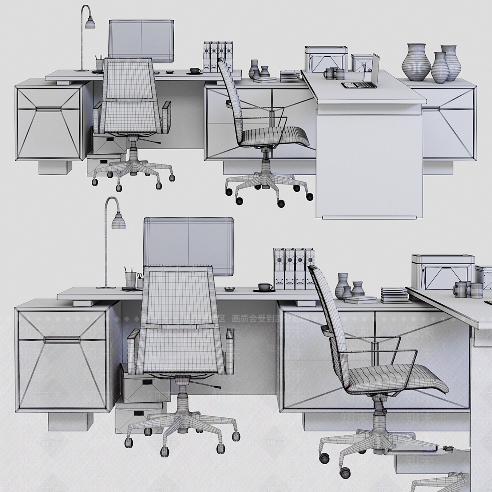 办公桌椅3D模型下载【ID:1175513125】