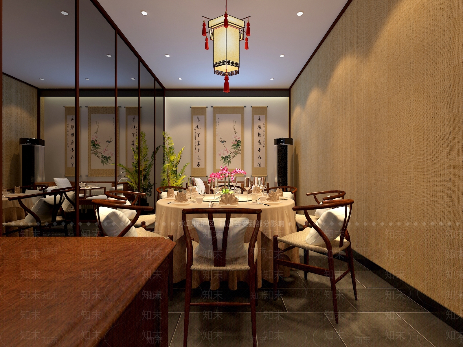 新中式中餐厅3D模型下载【ID:1175514365】