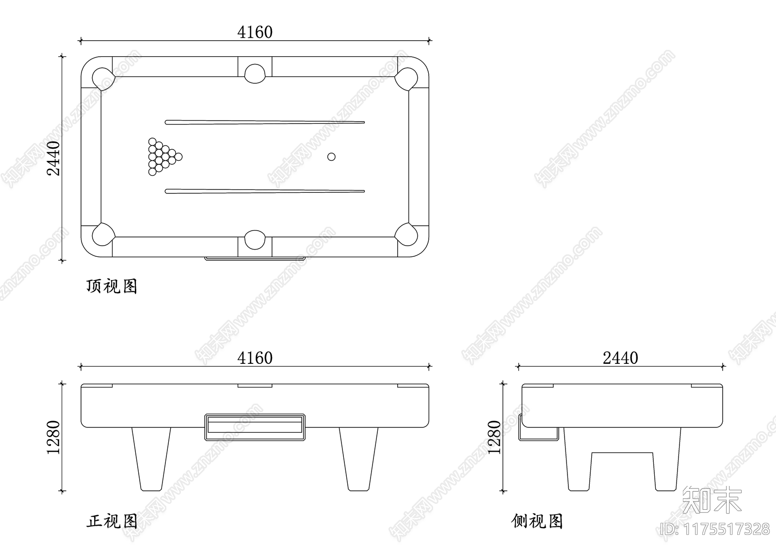 现代台球厅施工图下载【ID:1175517328】