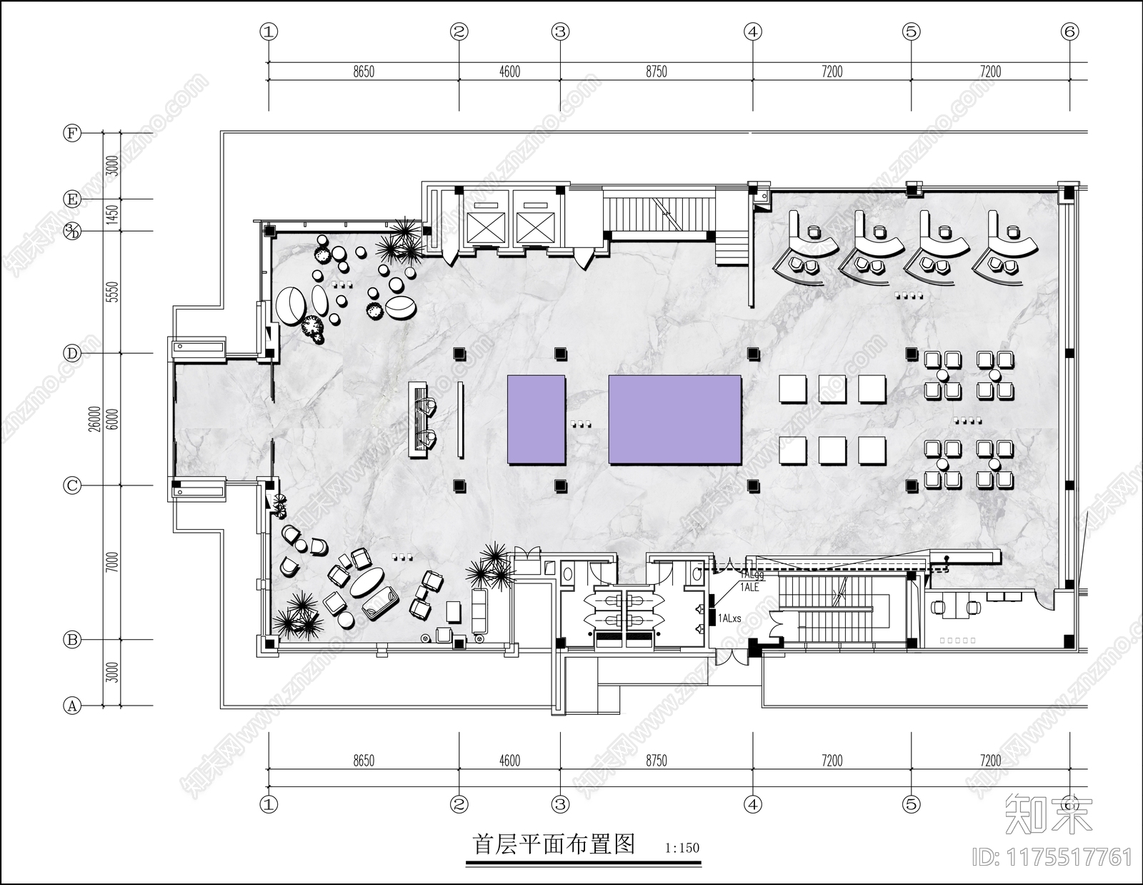 现代售楼处cad施工图下载【ID:1175517761】