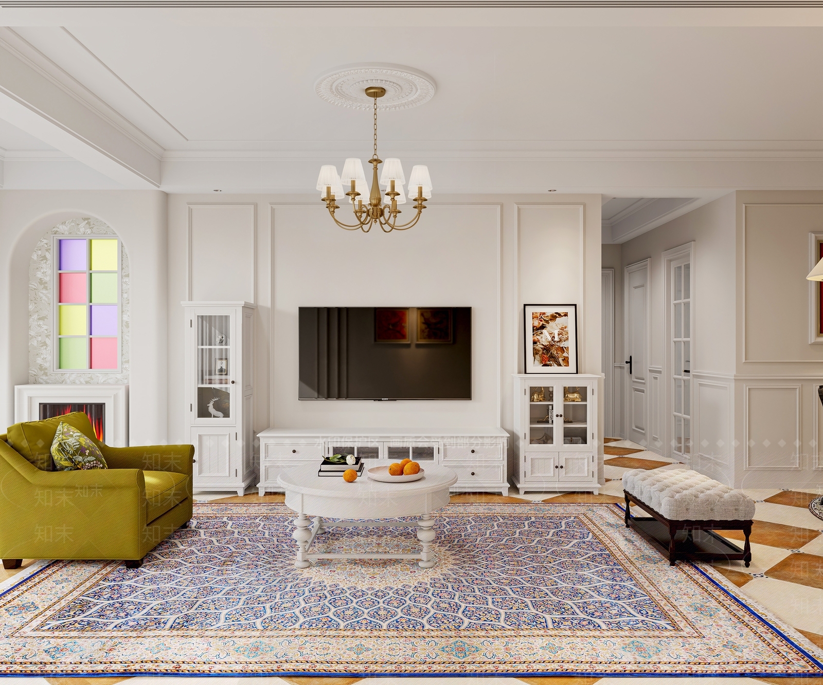 美式简欧家居客厅3D模型下载【ID:1175524043】