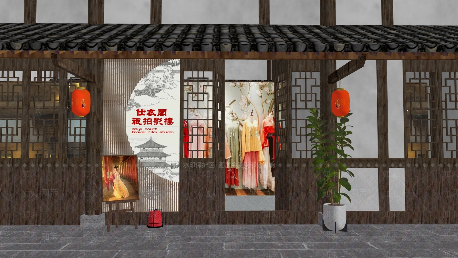 新中式婚纱摄影店SU模型下载【ID:1175531160】