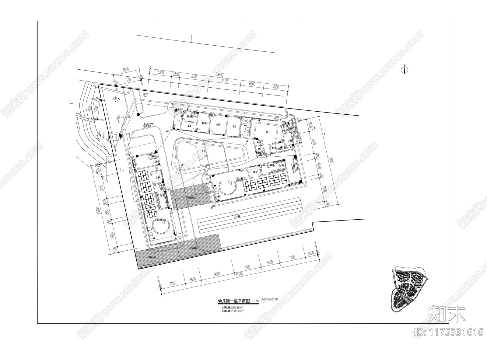 现代极简幼儿园建筑施工图下载【ID:1175531616】