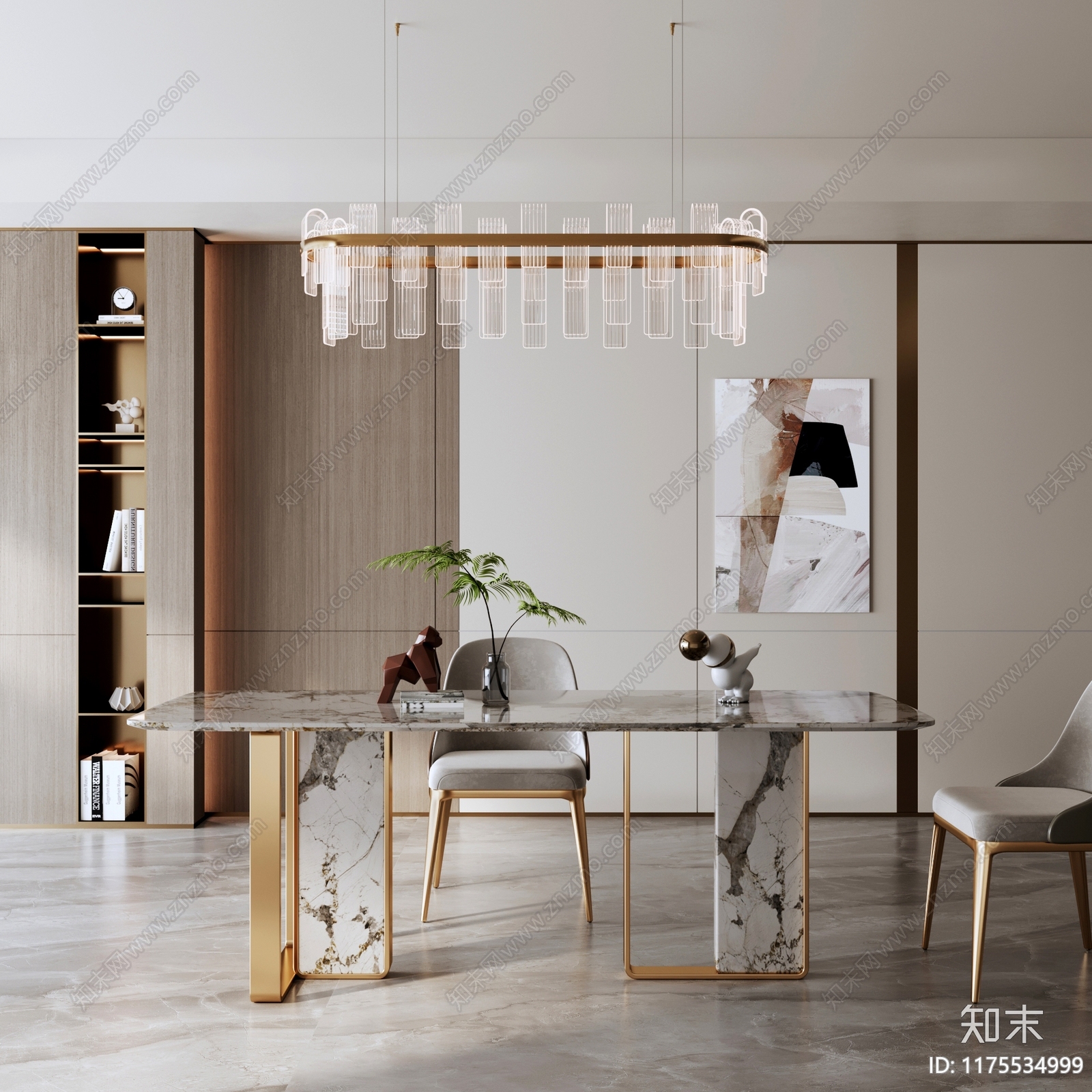 轻奢意式餐桌3D模型下载【ID:1175534999】