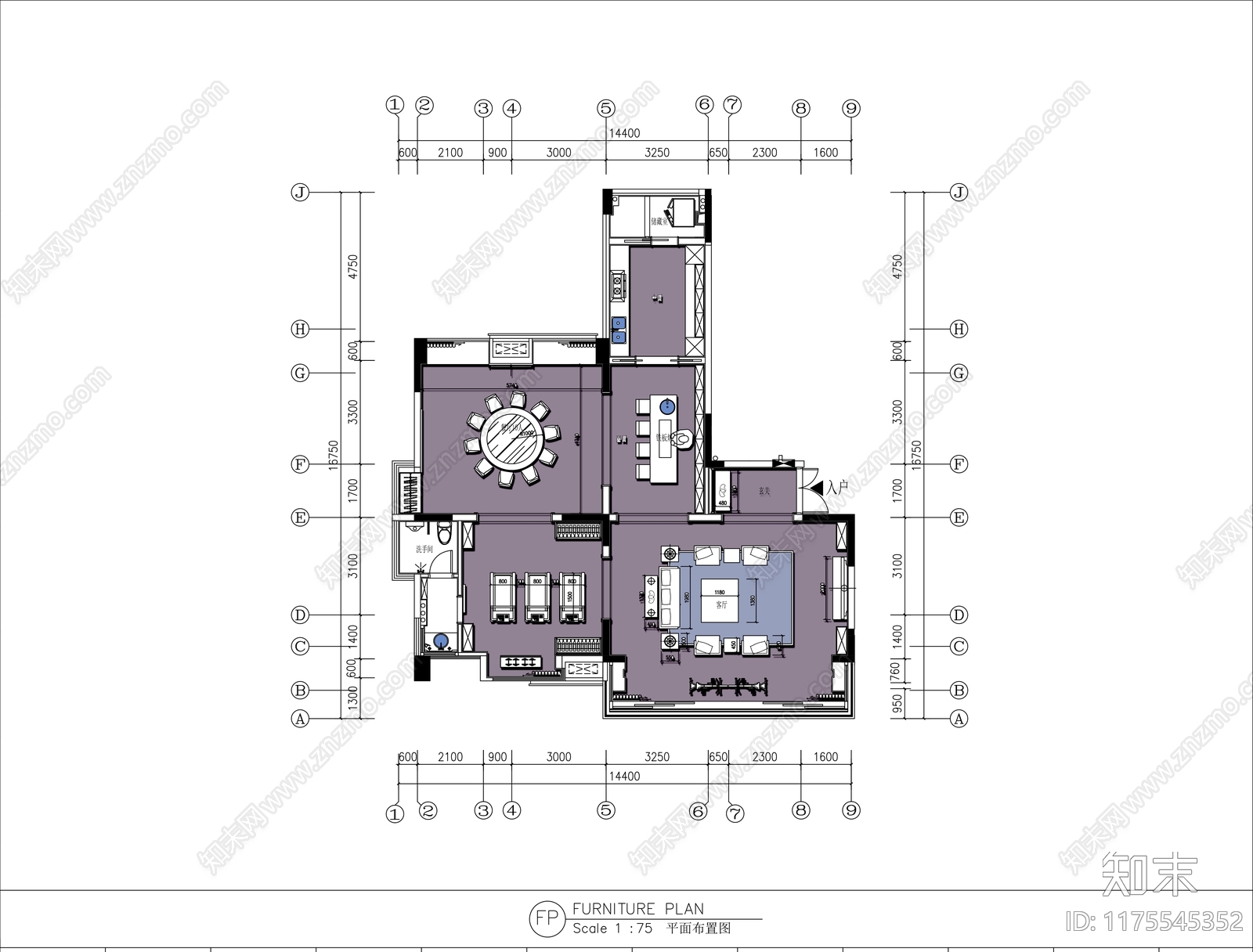 现代新中式会所cad施工图下载【ID:1175545352】