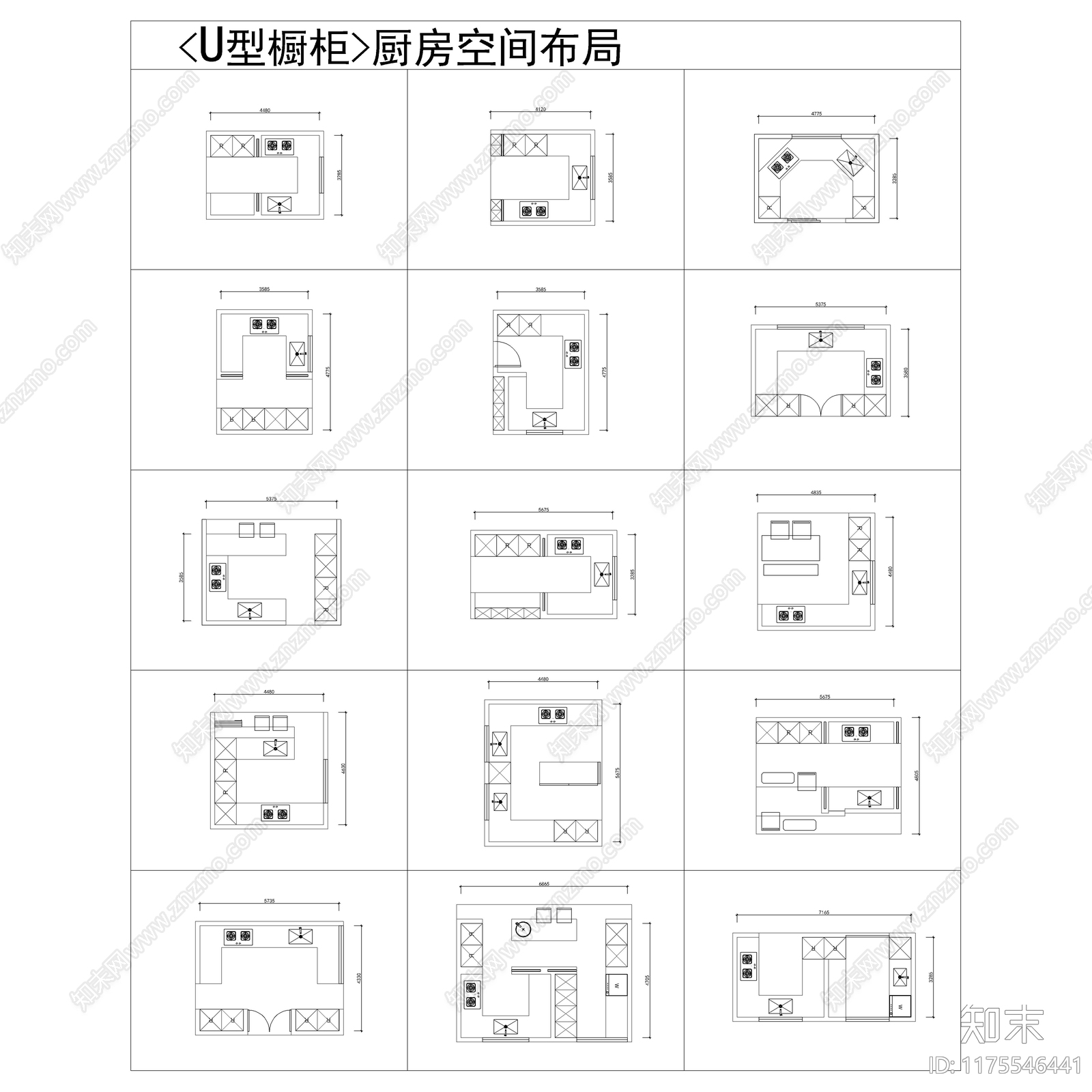 2024最新超全热门厨房布局CAD图库施工图下载【ID:1175546441】