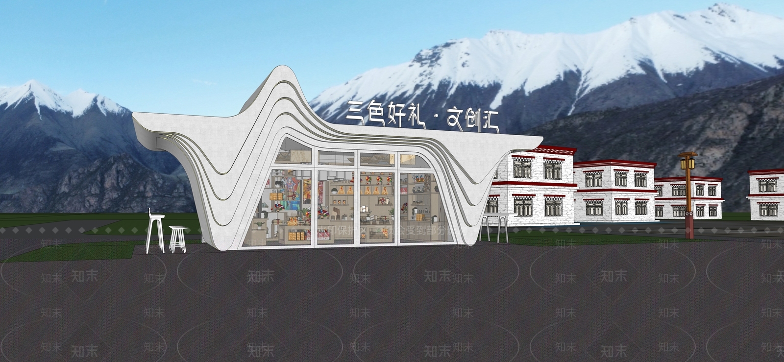 现代风格建筑SU模型下载【ID:1175567187】
