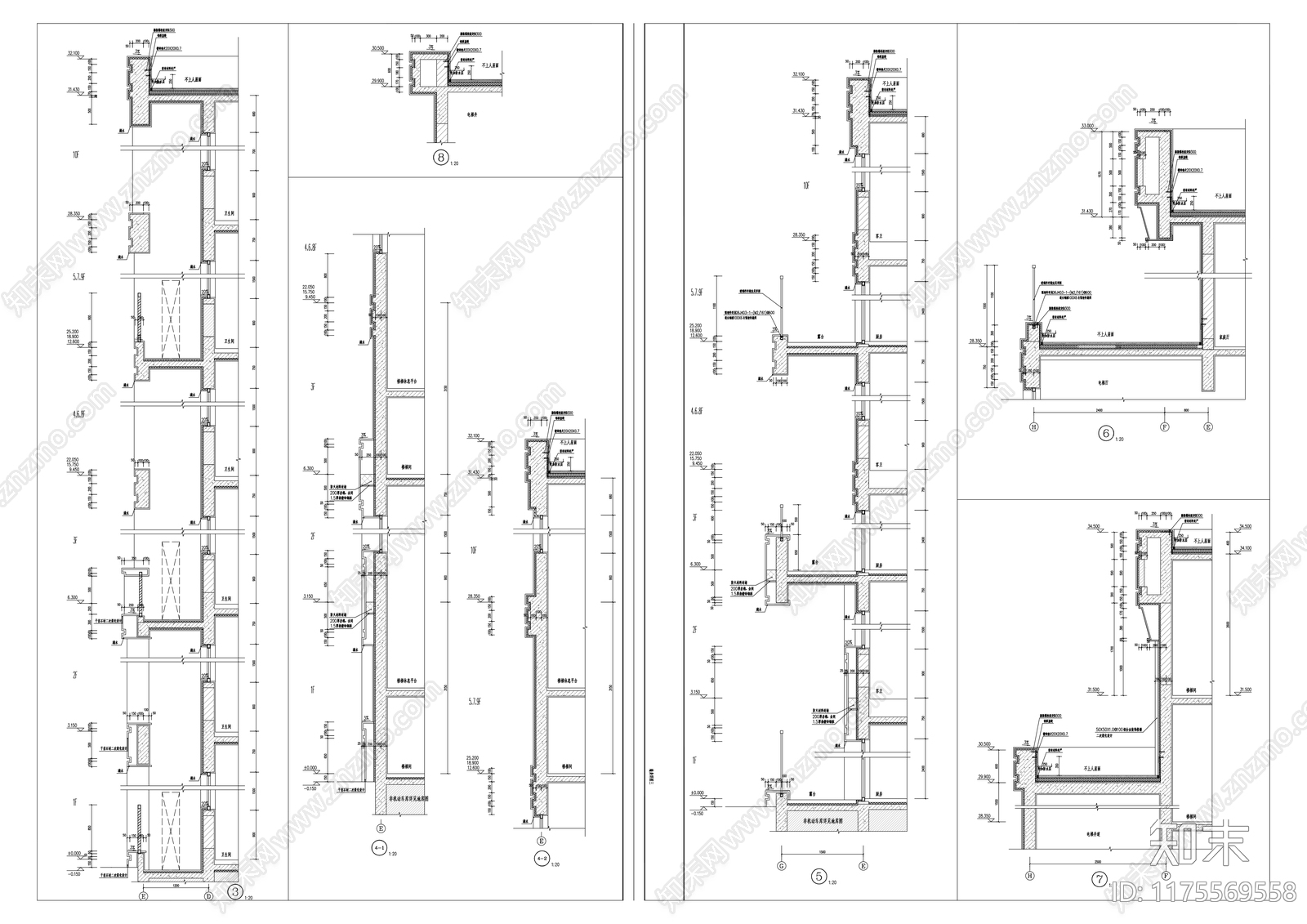 现代住宅楼建筑cad施工图下载【ID:1175569558】