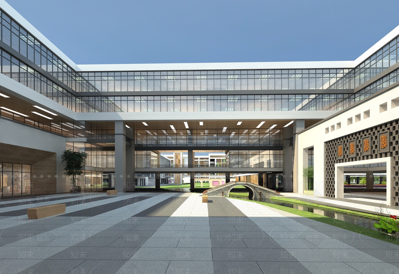 现代学校外观3D模型下载【ID:1175571706】