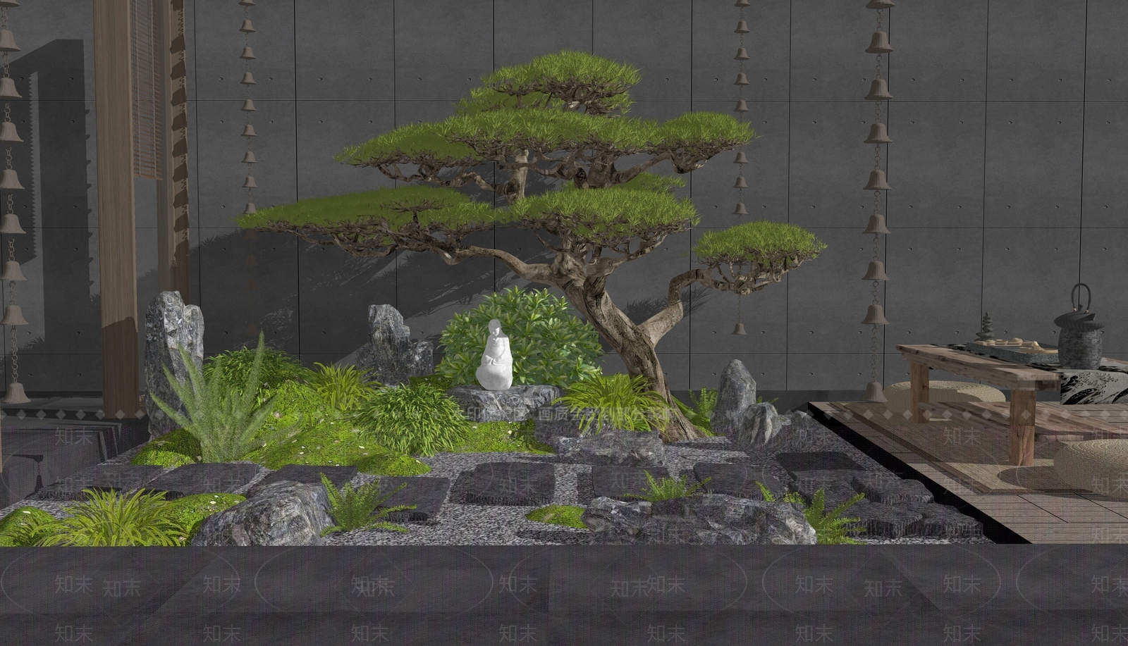 新中式庭院小品SU模型下载【ID:1175571885】