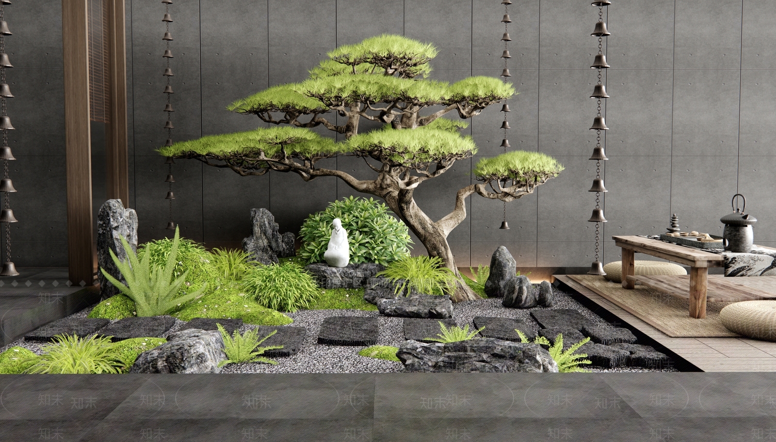 新中式庭院小品SU模型下载【ID:1175571885】