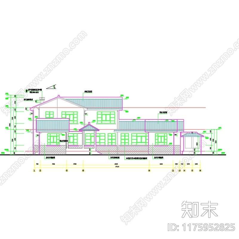 新中式中式民宿建筑施工图下载【ID:1175952825】