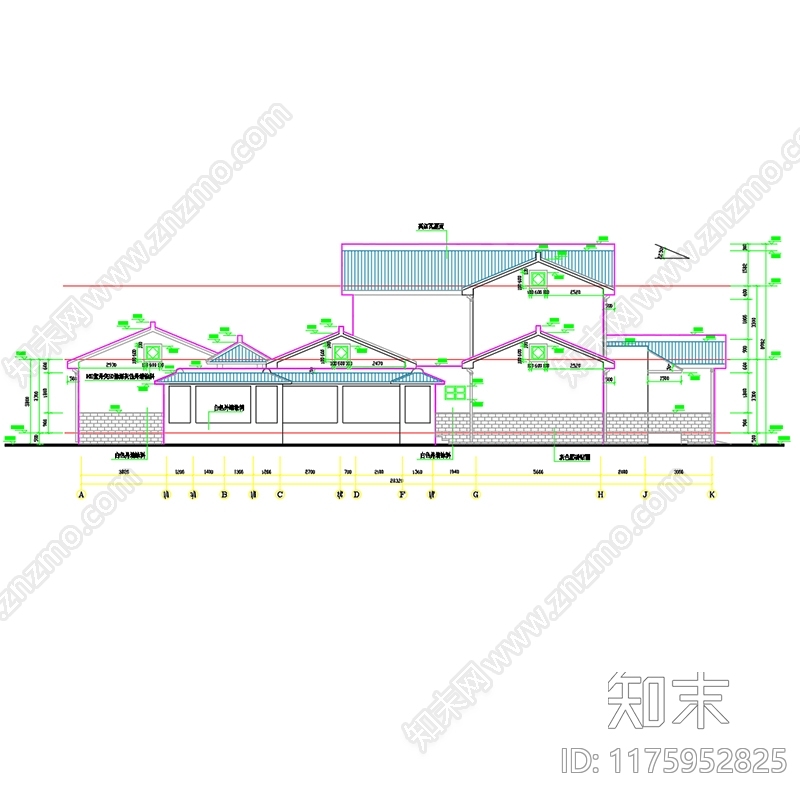 新中式中式民宿建筑施工图下载【ID:1175952825】