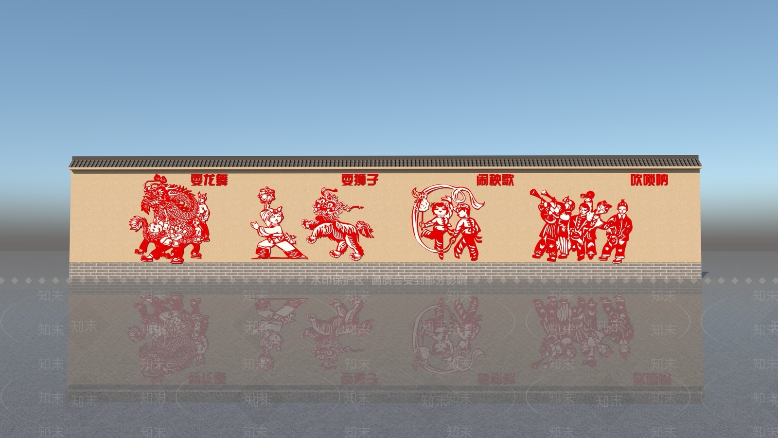 新中式中式景墙3D模型下载【ID:1175585794】