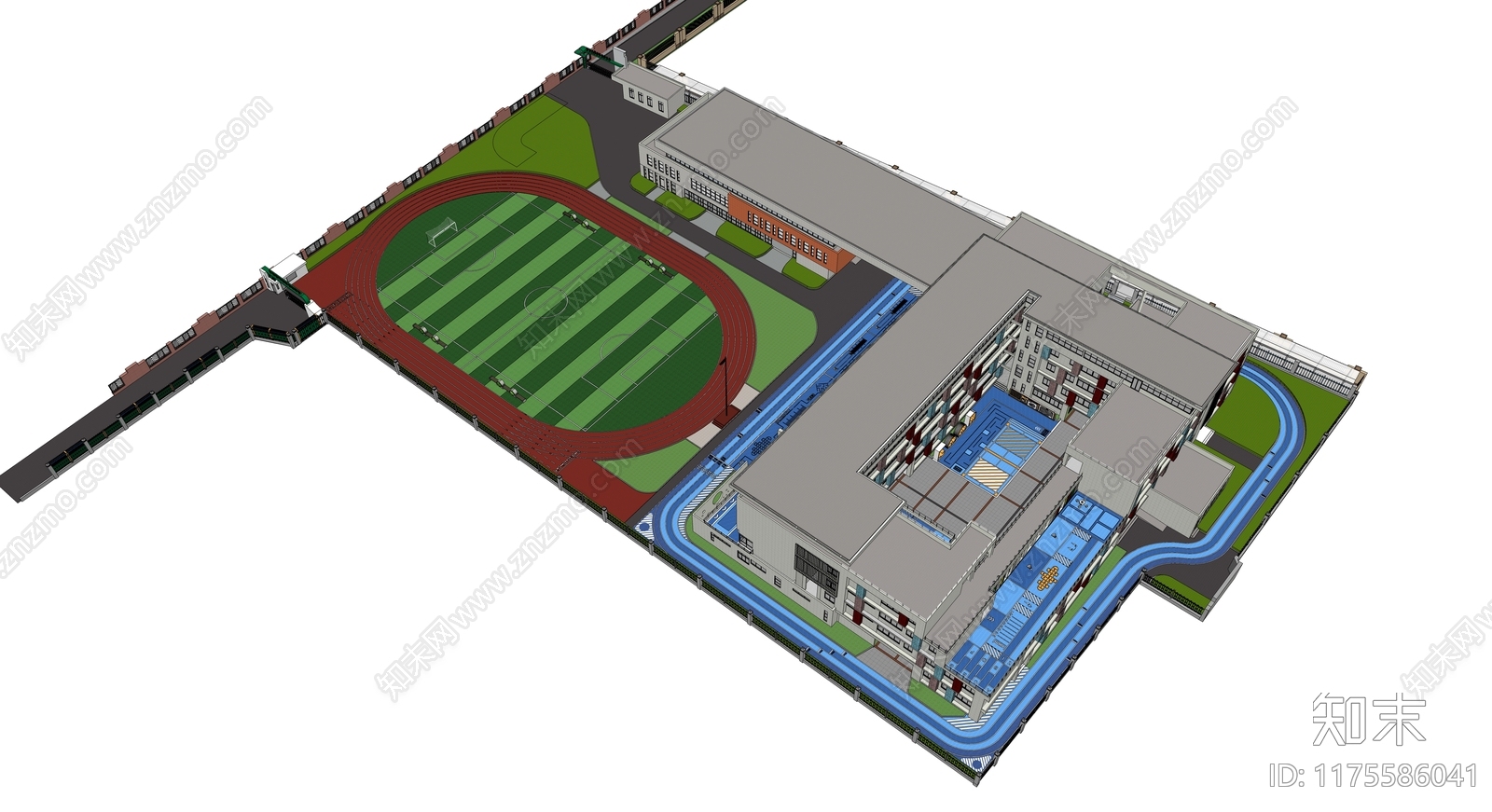 现代学校建筑SU模型下载【ID:1175586041】