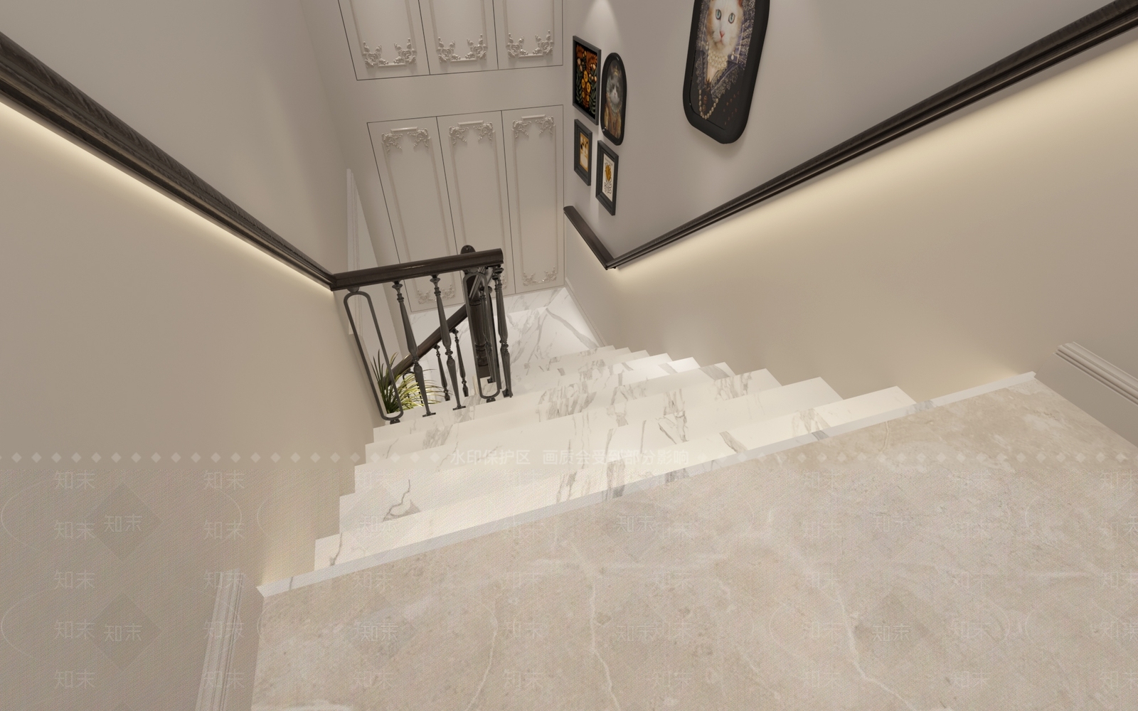 法式楼梯间3D模型下载【ID:1175592625】